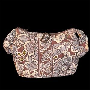 VERA BRADLEY SLATE BLOOMS ON THE GO PURSE HANDBAG Hobo Style Adjustable Strap